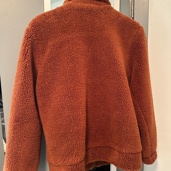 Elodie Burnt Orange Zip Up Teddy Jacket Size Small - Picture 2 of 2